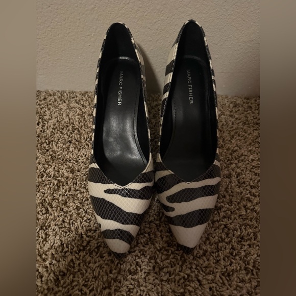 Marc Fisher Zebra Print Heels - Black and White - Picture 1 of 4